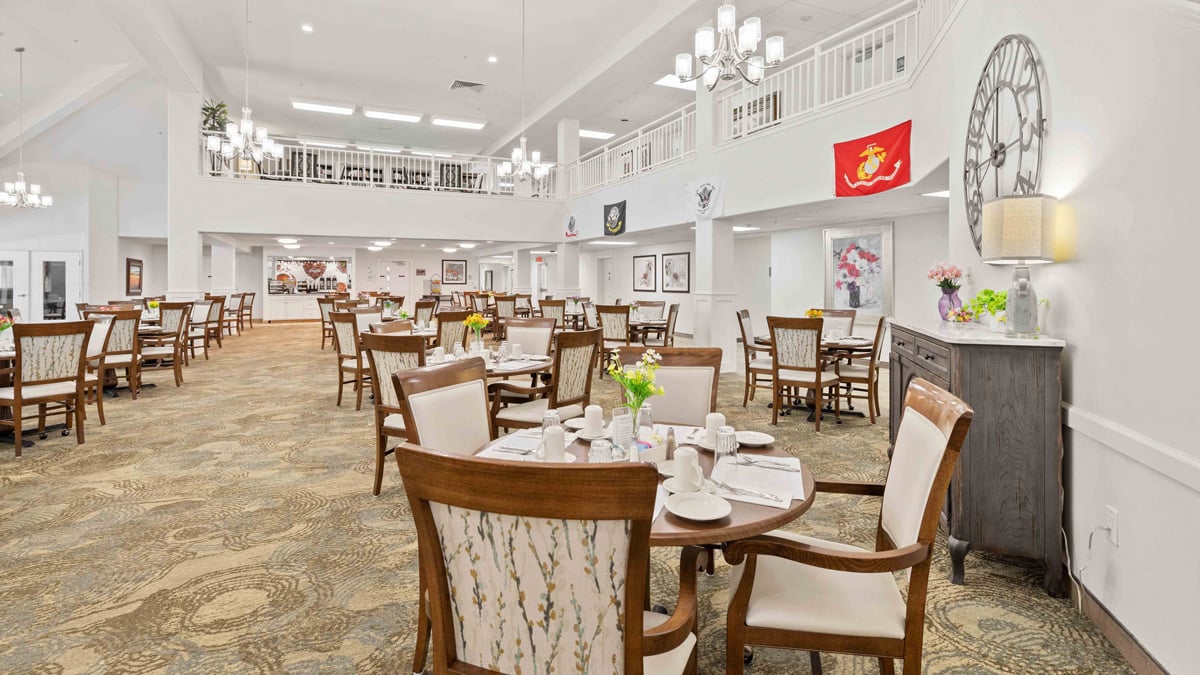 The dining room at Carolina Estates set for mealtime